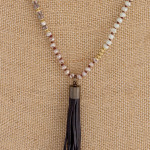 Wholesale long iridescent beaded necklace tassel pendant Pendant overall