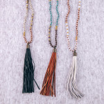 Wholesale long iridescent beaded necklace tassel pendant Pendant overall