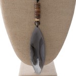 Wholesale long leather cord necklace acetate pendant