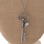 Wholesale long necklace key pendant Faith cutout pendant