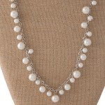 Wholesale long necklace pearl accents matching pearl fishhook earrings