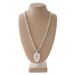 Wholesale long pearl necklace spoon pendant stamped Amazing Grace spoon