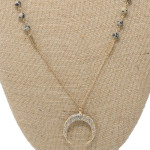 Wholesale long beaded necklace horn charm