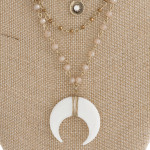 Wholesale layered boho necklace faceted beads crescent horn pendant