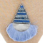 Wholesale long metal drop necklace fanned tassel Approximate pendant