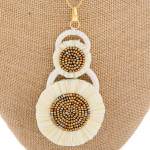 Wholesale long metal necklace bead details raffia pendant Approximate