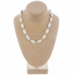 Wholesale silver medium metal puka shell beaded necklace