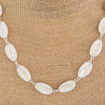 Wholesale silver medium metal puka shell beaded necklace