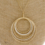 Wholesale long gold chain necklace circular pendant silver accents