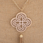 Wholesale long necklace nude filigree pattern pendant tassel detail Pendant over