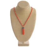 Wholesale long beaded necklace beaded tassel pendant faceted bead details Pendan