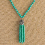 Wholesale long beaded necklace beaded tassel pendant faceted bead details Pendan