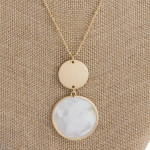 Wholesale long metal necklace mother pearl inspired pendant gold accent Pendant