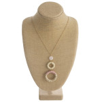 Wholesale long figaro chain necklace rattan woven double circular pendant raffia