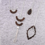 Wholesale long link bar chain necklace double half moon cork inspired pendant me