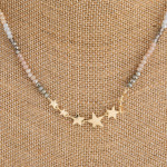 Wholesale iridescent beaded necklace gold star center accents