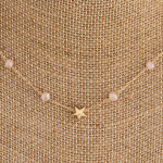 Wholesale dainty oval link chain necklace iridescent bead details gold star acce