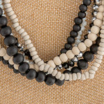 Wholesale layered necklace wood iridescent beaded details