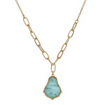 Wholesale dainty cable chain oval link necklace natural stone inspired pendant P