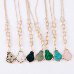 Wholesale dainty cable chain oval link necklace natural stone inspired pendant P