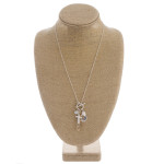 Wholesale long dainty cable chain necklace Walk Faith charm pendant front toggle