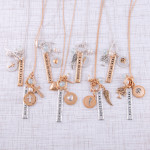 Wholesale long dainty cable chain necklace Walk Faith charm pendant front toggle