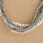 Wholesale layered necklace wood iridescent beaded details