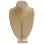 Wholesale long dainty cable chain necklace iridescent beaded tassel pendant Pend