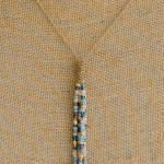 Wholesale long dainty cable chain necklace iridescent beaded tassel pendant Pend