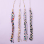 Wholesale long dainty cable chain necklace iridescent beaded tassel pendant Pend