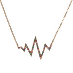 Wholesale dainty cable chain necklace ekg inspired pendant multicolor cubic zirc