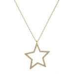 Wholesale dainty cable chain necklace star pendant cubic zirconia details Pendan