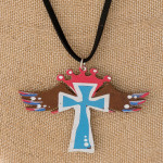Wholesale long western black felt necklace cross metal pendant Pendant overall