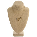 Wholesale dainty double layered necklace natural stone block beaded details