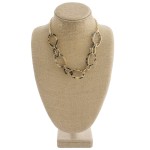 Wholesale resin leopard print metal oval linked statement necklace