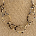 Wholesale resin leopard print metal oval linked statement necklace