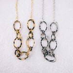 Wholesale resin leopard print metal oval linked statement necklace