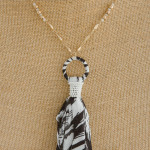 Wholesale long animal print fabric tassel pendant necklace beaded accents Pendan