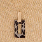 Wholesale fur faux leather leopard print metal square encased pendant Pendant ov