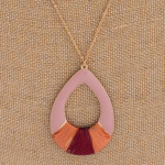Wholesale long enamel teardrop pendant necklace thread wrapped details Pendant o
