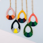 Wholesale long enamel teardrop pendant necklace thread wrapped details Pendant o