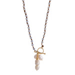 Wholesale beaded cord faux pearl pendant necklace front toggle clasp Pendant ove
