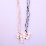 Wholesale beaded cord faux pearl pendant necklace front toggle clasp Pendant ove