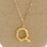 Wholesale long metal bamboo Q initial pendant necklace Pendant L overall