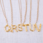Wholesale long metal bamboo Q initial pendant necklace Pendant L overall