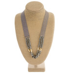 Wholesale semi precious beaded grosgrain ribbon statement necklace lobster clasp