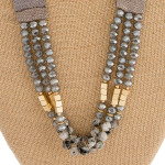 Wholesale semi precious beaded grosgrain ribbon statement necklace lobster clasp