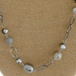 Wholesale long semi precious pearl beaded statement necklace extender