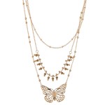 Wholesale layered beaded butterfly necklace Shortest layer L L overall extender