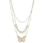 Wholesale layered beaded butterfly necklace Shortest layer L L overall extender